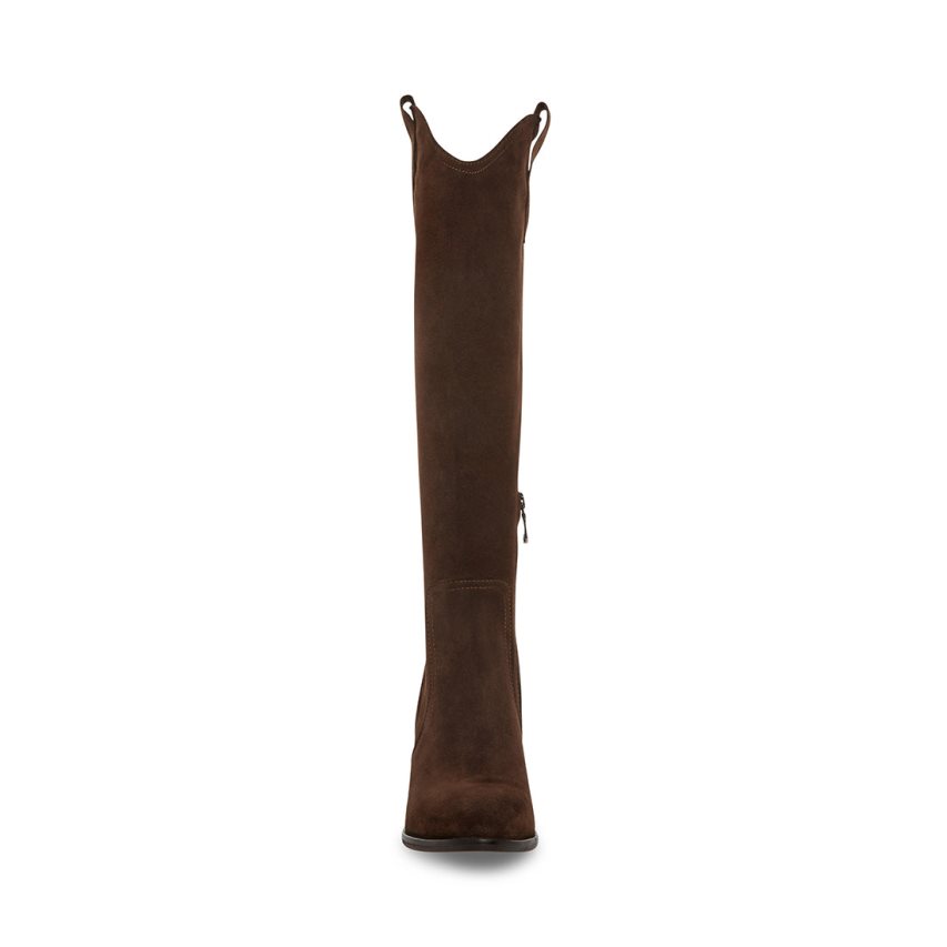 Dark Brown Steve Madden Vittoria Suede Women's Knee-high Boots | PH 5814OWG